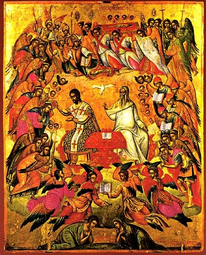 Θεία Λειτουργία, έργο Μιχαήλ Δαμασκηνού, 16ος αιώνας. (Άγιος Μηνάς Ηρακλείου)
